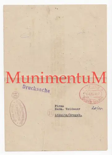 Walther Zangenberg Nachf. CHEMNITZ Gustav Haugk - Drucksache 1945 n. LÖSSNITZ