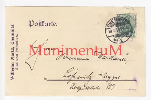 Glas & Porzellan Wilhelm Märtz CHEMNITZ - Empfangsbestätigung 1914 Postkarte