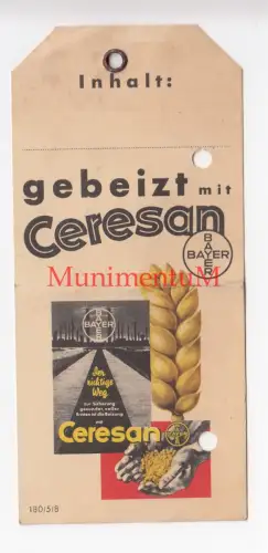 gebeizt mit Ceresan BAYER Werbung Reklame LEVERKUSEN 1940er Jahre?