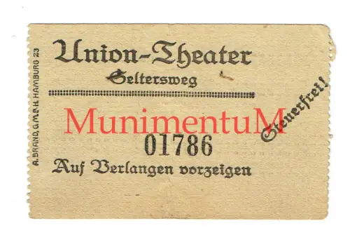 Eintrittskarte Unions-Theater Seltersweg GIESSEN GIEßEN Kino Lichtspielhaus