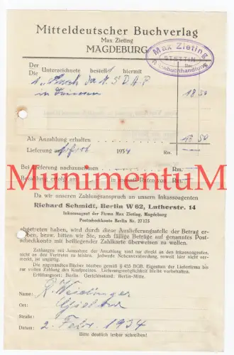 Reisebuchhandlung Zieting STETTIN Mitteldt. Buchverlag MAGDEBURG - NSDAP 1934
