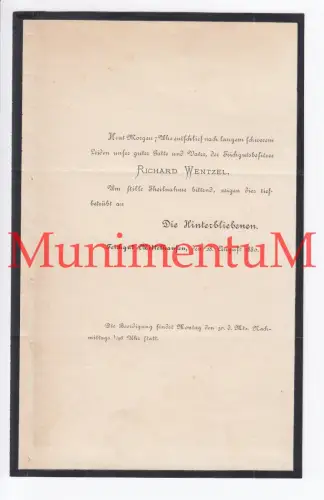 Teichgut Mittelhausen BAD LIEBENWERDA MAASDORF Wentzel - Traueranzeige 1880
