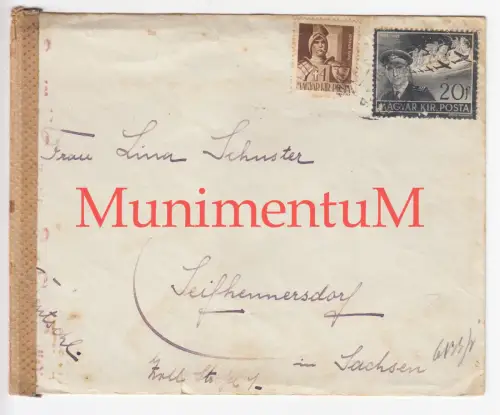 Windisch Tóth BUDAPEST leerer Kuvert n. Schuster SEIFHENNERSDROF | Magyar Posta