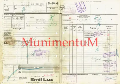 Frachtbrief 1940 Qualitätswerkzeuge & Schlittschuhe Emil Lux REMSCHEID n NEUMARK