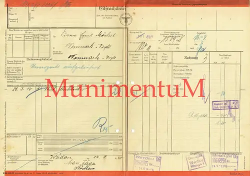 Eilfrachtbrief 1940 Max Jäger STÖCKEN b. WERDAU Bockleiter nach NEUMARK i. Sa.