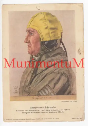 Willrich Oberstleutnant Schumacher Kommodore Jagdgeschwader Abschuss (A5-Format)