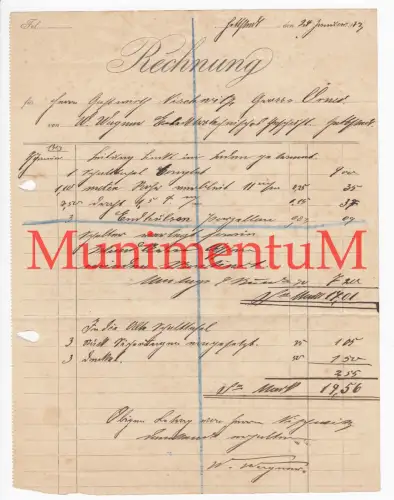 Elektrotechn. Geschäft Wagner HETTSTEDT - Rechnung 1913 Nischwitz GROßÖRNER