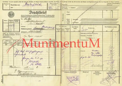 Frachtbrief DRG 1928 HEILBRONN n. BRETZFELD bei MAINHARDT über ÖHRINGEN