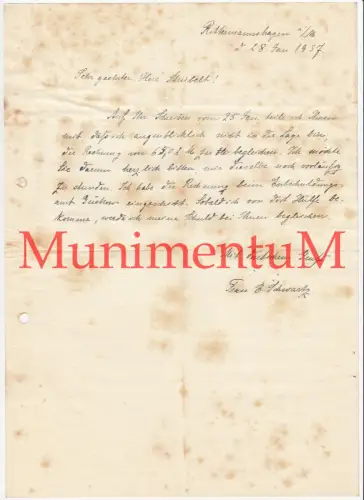 RITTERMANNSHAGEN FAULENROST - Brief 1937 bzgl. Entschuldungsamt GÜSTROW pleite