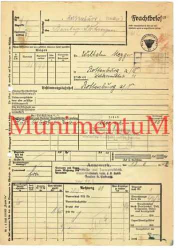 Frachtbrief OESLAU b. COBURG Tonwarenfabrik Annawerk (heute Saint Gobain) 1948