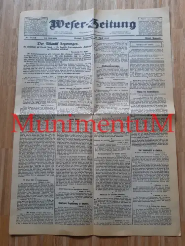 Weser-Zeitung Nr. 235A 85. Jahrgang vom 14.04.1928 historisch vollständig