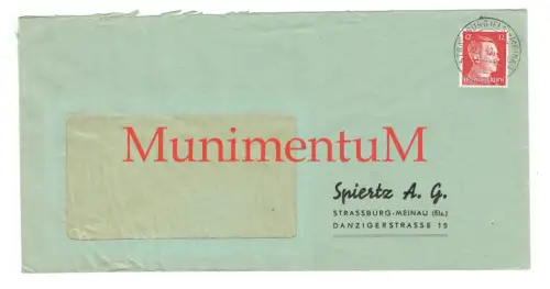 Spiertz A-G- STRASSBURG - MEINAU i. Elsass - leerer Kuvert 1942