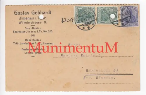 Gustav Gebhardt ILMENAU i. Thüringen - Anfrage Bestellung 1920 BÄRENSTEIN