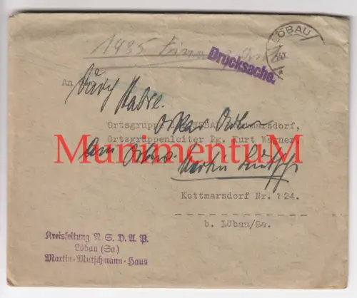 Kreisleitung NSDAP LÖBAU Ortsgruppe KOTTMARSDORF Drucksache Ortsgruppenleiter