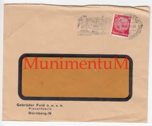 Pinselfabrik Gebrüder Fuld GmbH NÜRNBERG Stadt Reichsparteitag leererKuvert 1939
