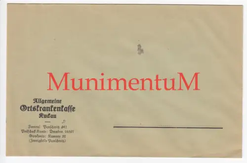 Allgemeine Ortskrankenkasse KUCKAU Fernruf PANSCHWITZ - Leerer Kuvert