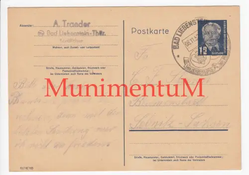 Korällchen BAD LIEBENSTEIN A. Traeder - Bestellung Blumen bei Sturm SEBNITZ 1952