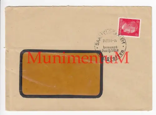 Verlag J. J. Arnd SAALFELD Saale leerer Kuvert 1944 FEENGROTTEN ?