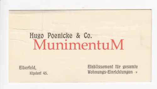Visitenkarte Wohnungs-Einrichtungen Hugo Poenicke & Co. ELBERFELD 1910er Jahre?
