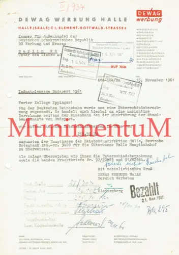 DEWAG Halle (Saale) Außenhandelskammer DDR Industriemesse BUDAPEST SED 1961 R383