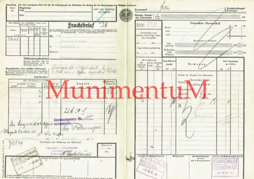 Frachtbrief 1935 Feuerlöschgeräte Hermann Unbehauen FELLBACH Feuerwehrschläuche