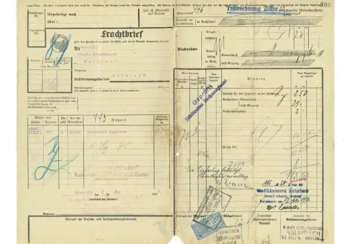 Frachtbrief Nürnberg 1922 ÄRZTLICHE APPARATE Reiniger-VeifaWerke A.G.#97