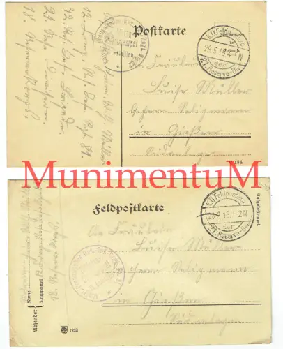 Feldpostkarten RIR 81, 21. Reserve-Division Gießen 1915 Res.-Inf.-Regiment F82