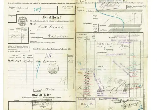 Frachtbrief Kgl. Eisenbahn Dir. Erfurt 1915 1. Weltkrieg nach Kulmbach #1