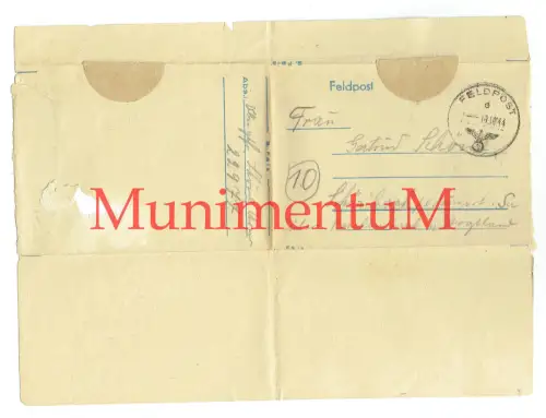 Feldpost KURLANDKESSEL Lettland Riga 1944 Sanitäts-Kompanie 402 Reichenbach F19