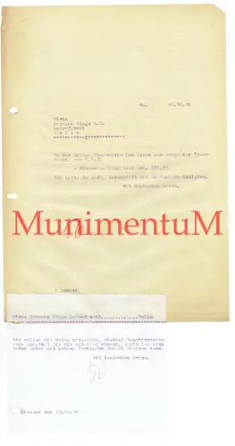 diverse BELEGE / SCHREIBEN Lederfabrik Kluge CELLE Stübchen MÜHLHAUSEN 1938 R100