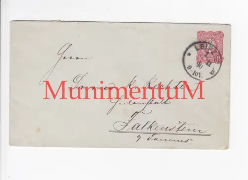 Heilanstalt FALKENSTEIN leerer Kuvert 1890 über LEIPZIG Leopold Robitzsch TAUNUS