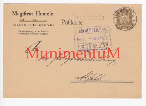 Magistrat HAMELN - Kinderleiche Festnahme Mörderin Kindsmutter 1925 ALFELD LEINE