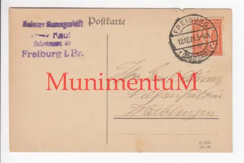 Blumengeschäft Kaut FREIBURG i. Breisgau - Bestellung Flieder 1921 WAIBLINGEN