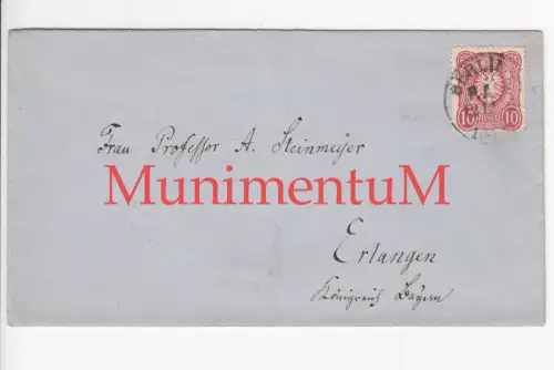 Frau Professor A. Steinmeyer ERLANGEN Königreich Bayern - leerer Kuvert ?1912?