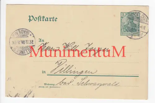 Wilh. Jerges VILLINGEN Schwarzwald - Postkarte 1906 von Maaß DÜSSELDORF Katalog