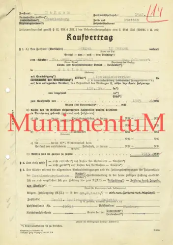 Forstamt DARGUN, Forstamt STETTIN - 4S. Kaufvertrag m. Dampfsägewerk GIELOW 1942