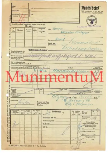 Frachtbrief franz. Besatzungszone BETZINGEN 1947 Handleiterwagen nach ROTTENBURG