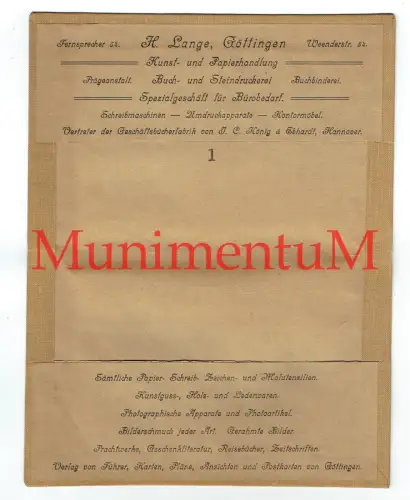 Kunst- Papierhandlung H. Lange GÖTTINGEN Mappe Mäppchen aus Leinen + Pappe
