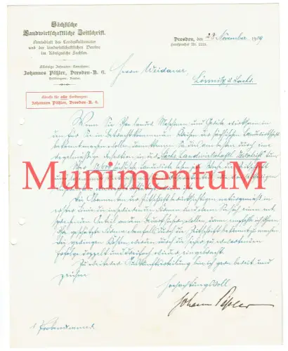 Sächsische Landwirtschaftliche Zeitschrift 1909 Offerte Reklame 12600 Abonnenten