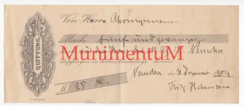 Ahringsmann Hehemann NEMDEN - Quittung Wechsel Rechnung 1904