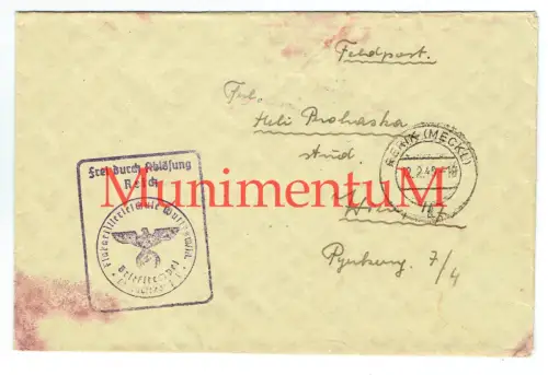 leere Feldpost 1940 Flak-Lehr- & Versuchs-Abteilung RERIK Flakartillerieschule