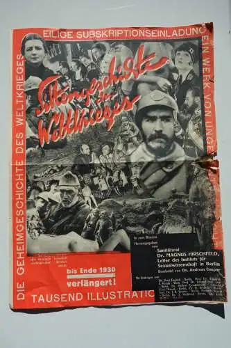 Filmeinladung Hirschfeld Subskriptionseinladung Sittengeschichte des Weltkrieges 