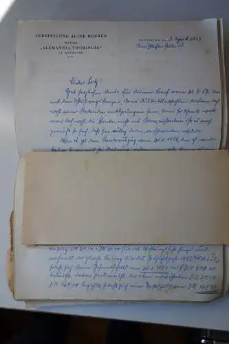 Brief Korrespondenz Corps Alemania-Thuringia Hannover 1957 u.a.