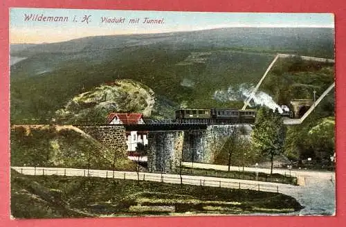 Ak Wildemann i. Harz, Viadukt mit Tunnel, Eisenbahn 