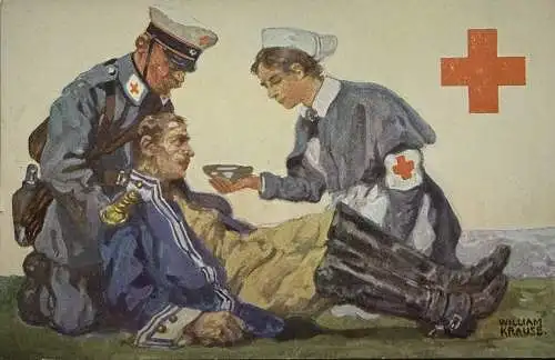 Ak Rotes Kreuz - Königreich Sachsen, Militär 