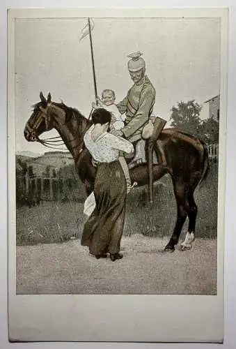 Ak  Kriegspostkarte Nr. 1 - Abschied, Ulan
