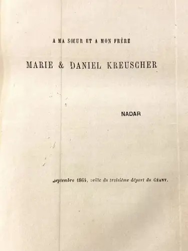 Nadar "Mémoires du Géant" 1865
