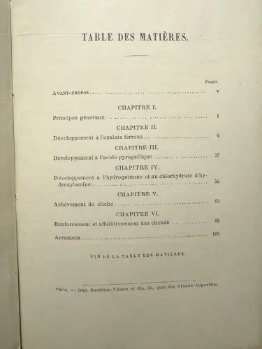 Le Développement de l'Image Latente par A.De La Baume Pluvinel, Paris, 1889