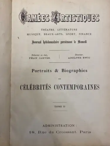 Camées Artistiques - Edition originale Paris circa 1881