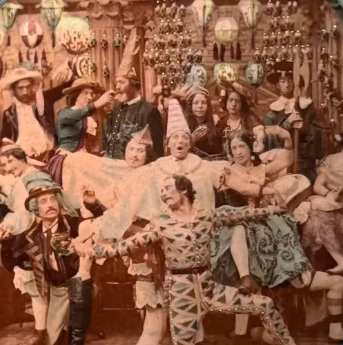 Carte stéréoscopique "Le Carnaval" french tissue c.1870 Tirage albuminé